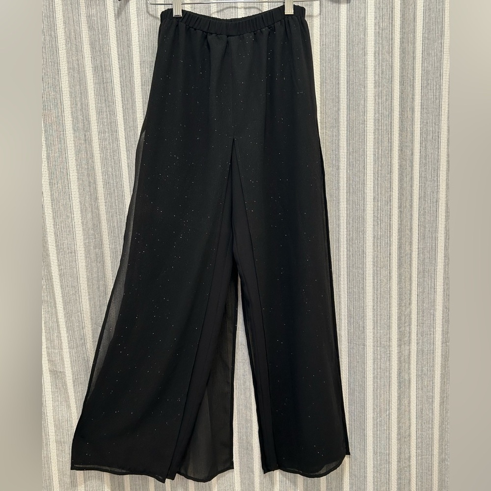 Ronni Nicole Black Sparkle Glitter Wide Leg Pants Women’s Petite Size SP